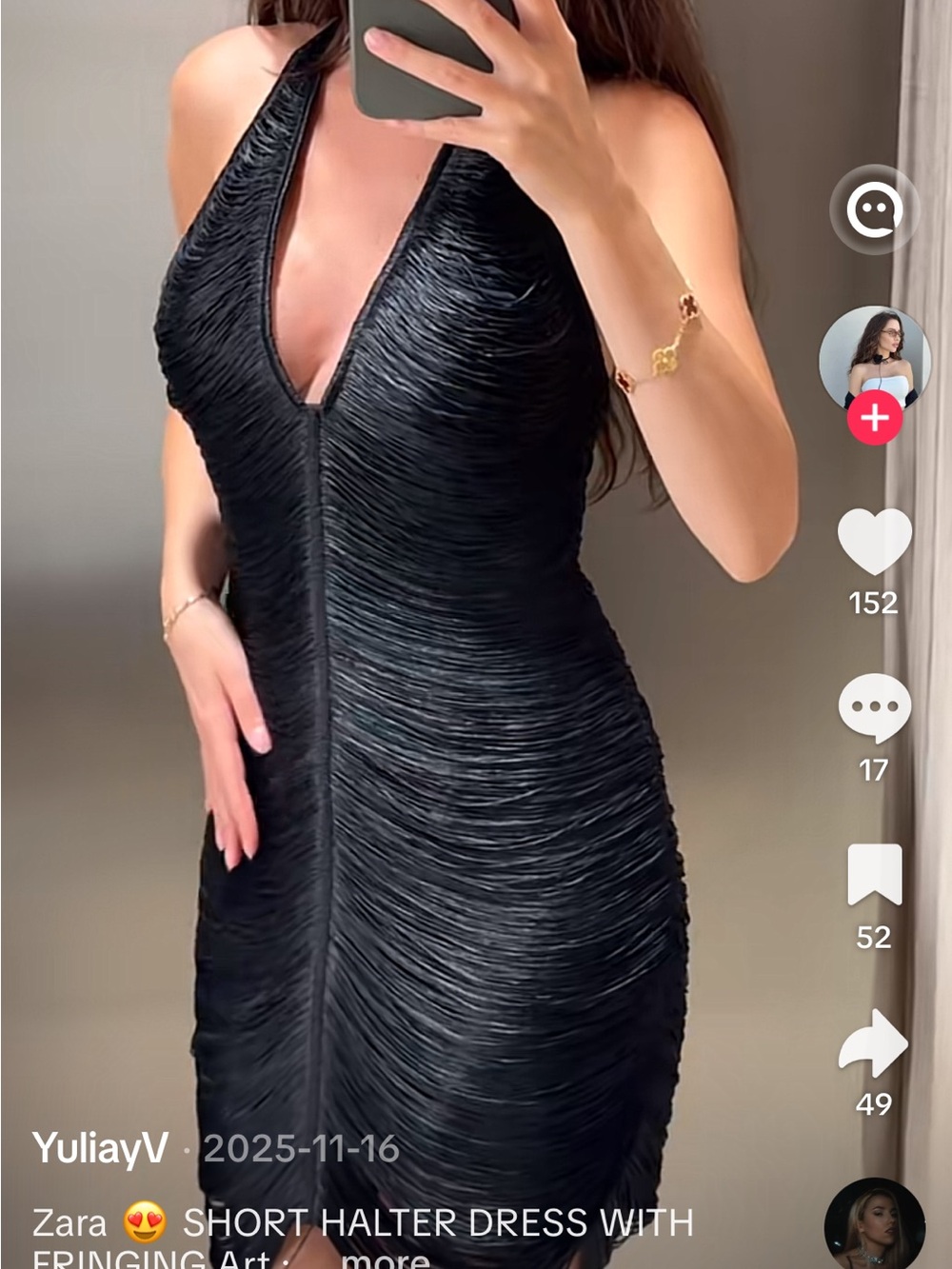 Zara Black Textured Halter Mini Dress